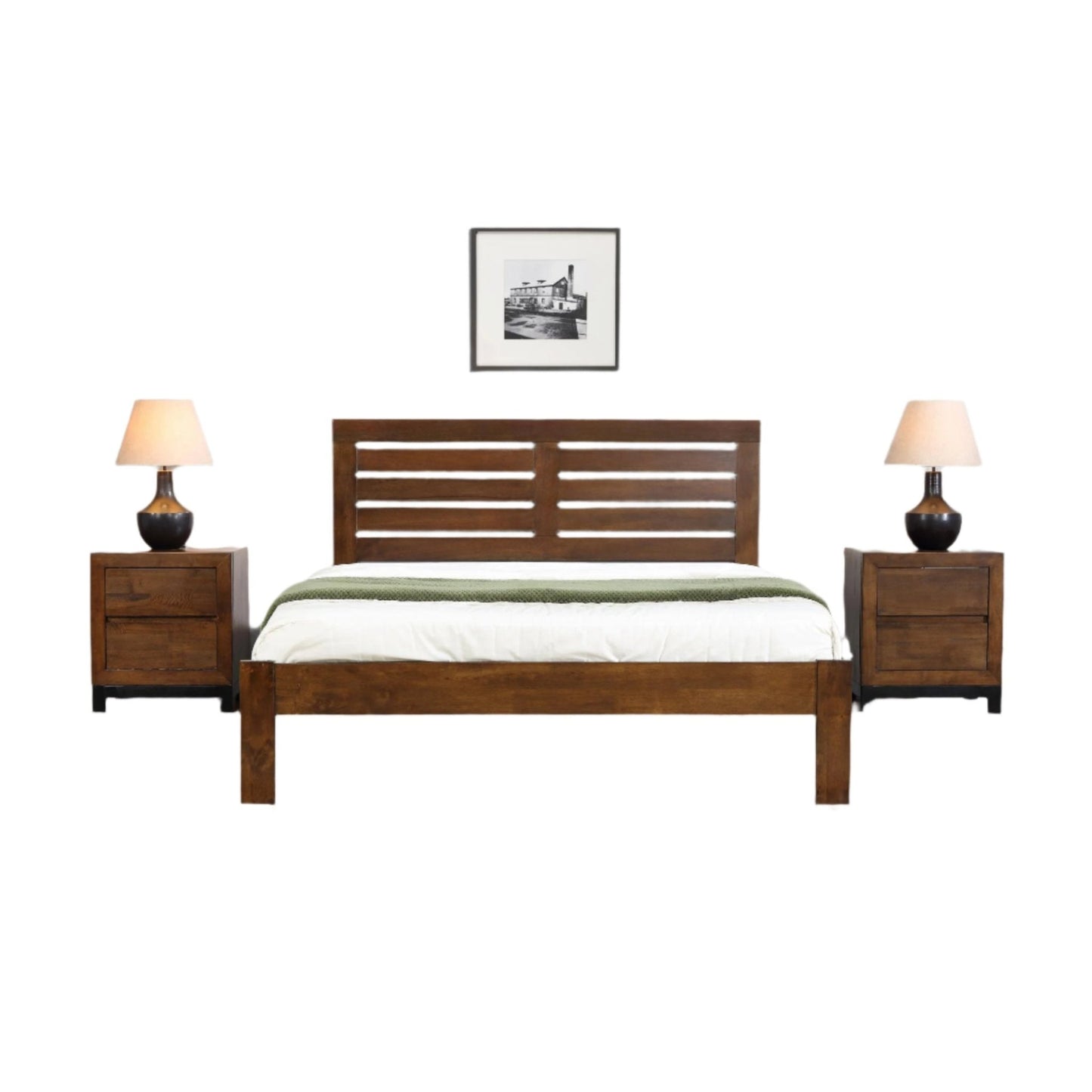 Vulcan Solid Wood Bed Frame - Rustic Oak - Furniturezone