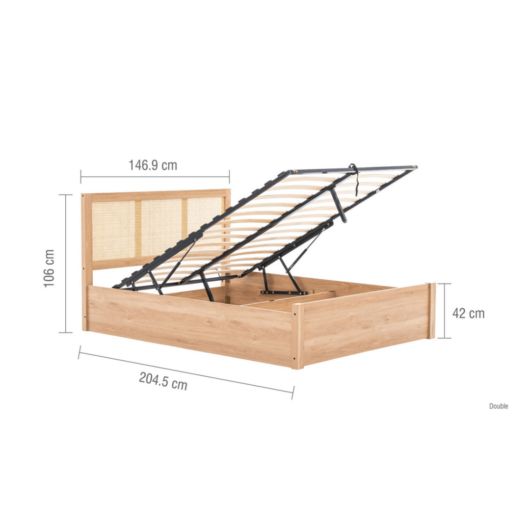 Vulpiano Rattan Ottoman Storage Bed Frame - Furniturezone