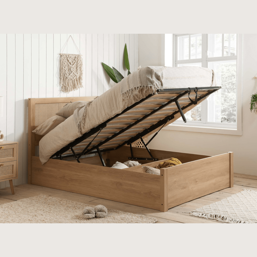 Vulpiano Rattan Ottoman Storage Bed Frame - Furniturezone