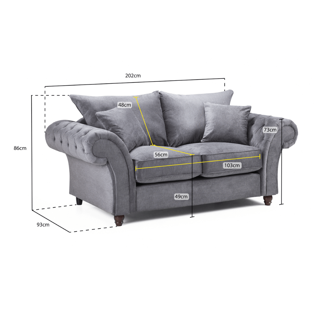 Windsor Full - back Grey 3+2 Sofa Set - Furniturezone