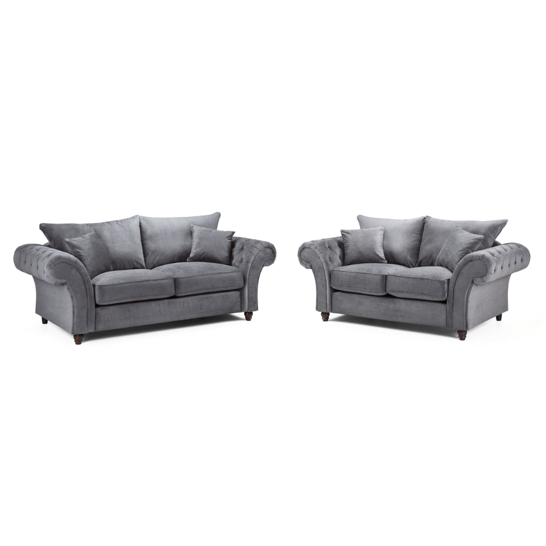 Windsor Full - back Grey 3+2 Sofa Set - Furniturezone