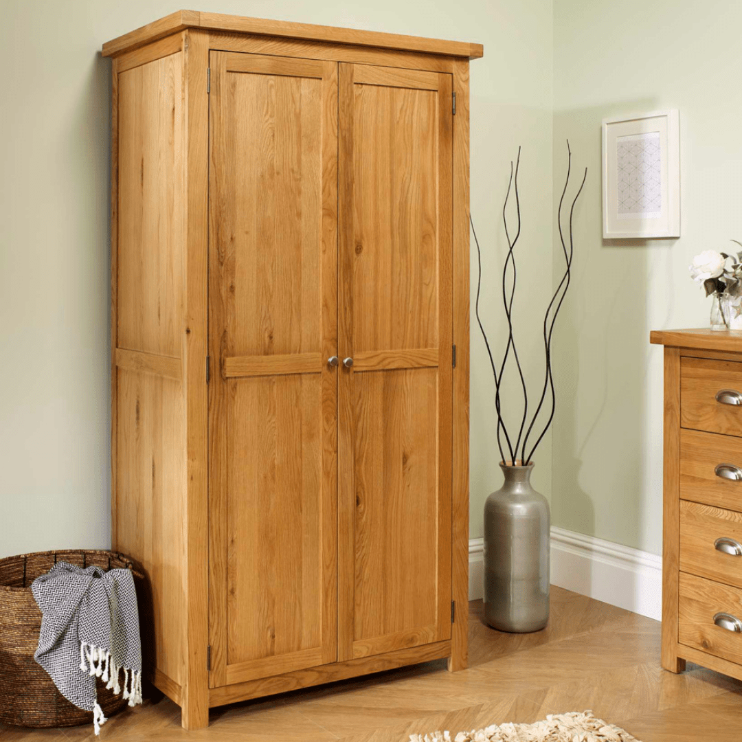 Woburn 2 Door Solid Oak Wardrobe - Furniturezone