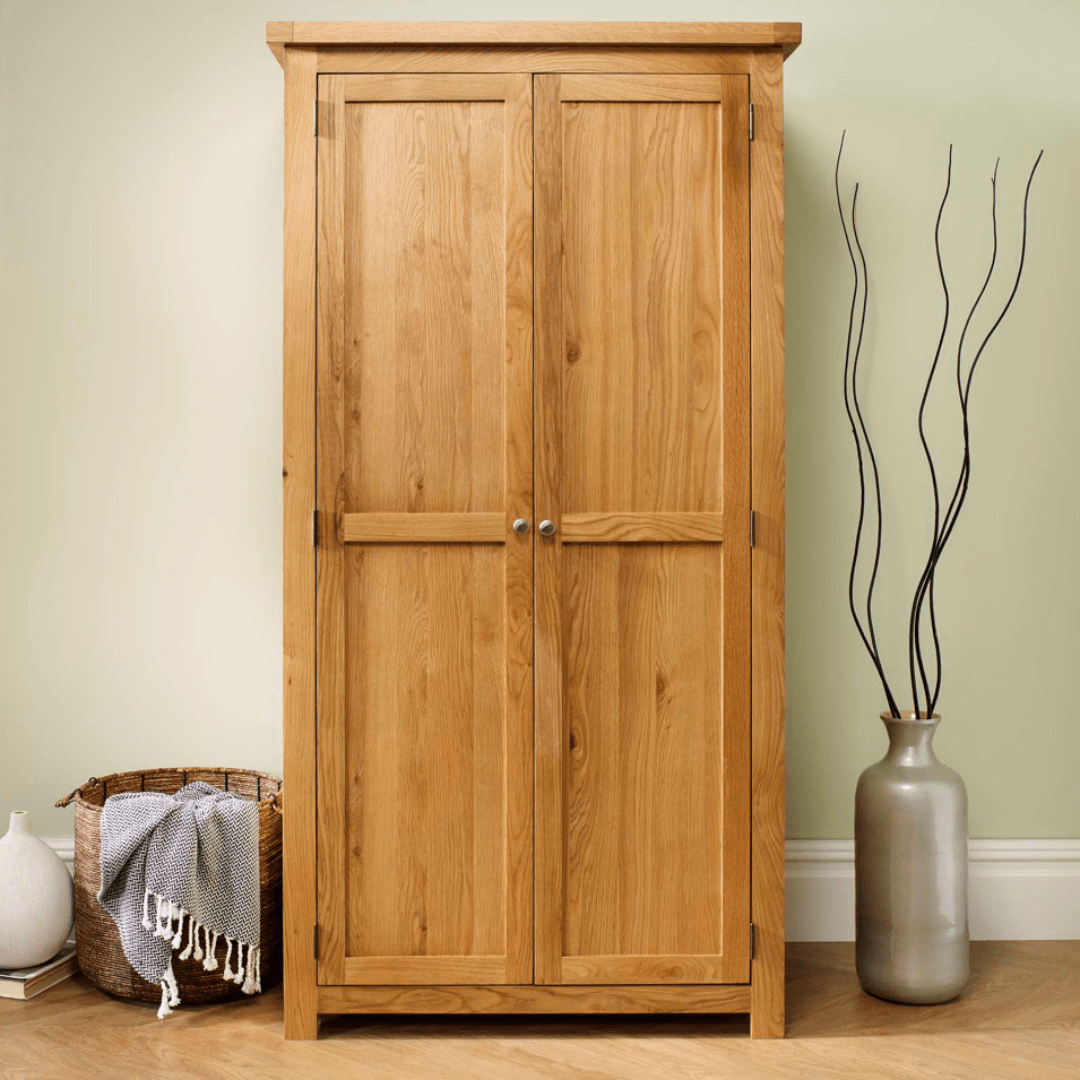 Woburn 2 Door Solid Oak Wardrobe - Furniturezone