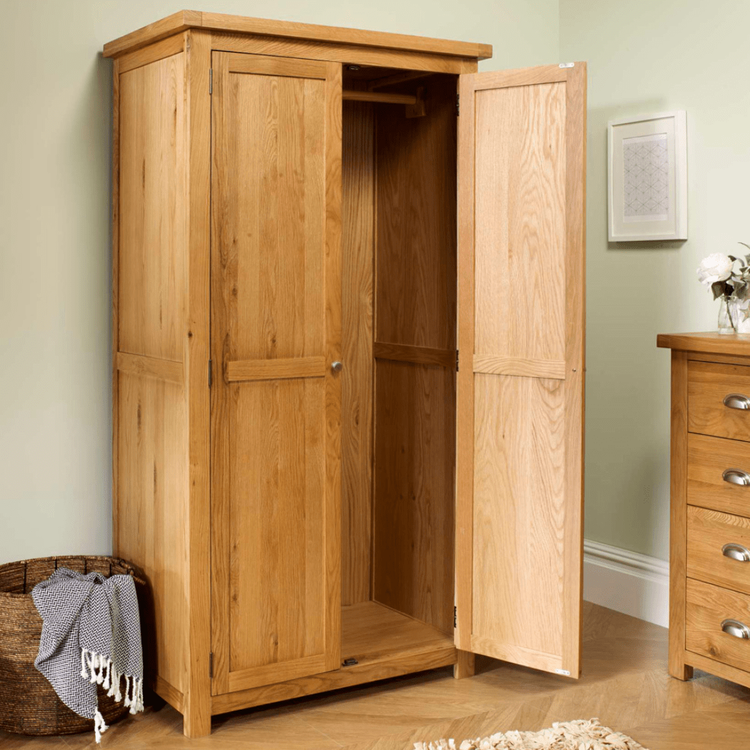 Woburn 2 Door Solid Oak Wardrobe - Furniturezone