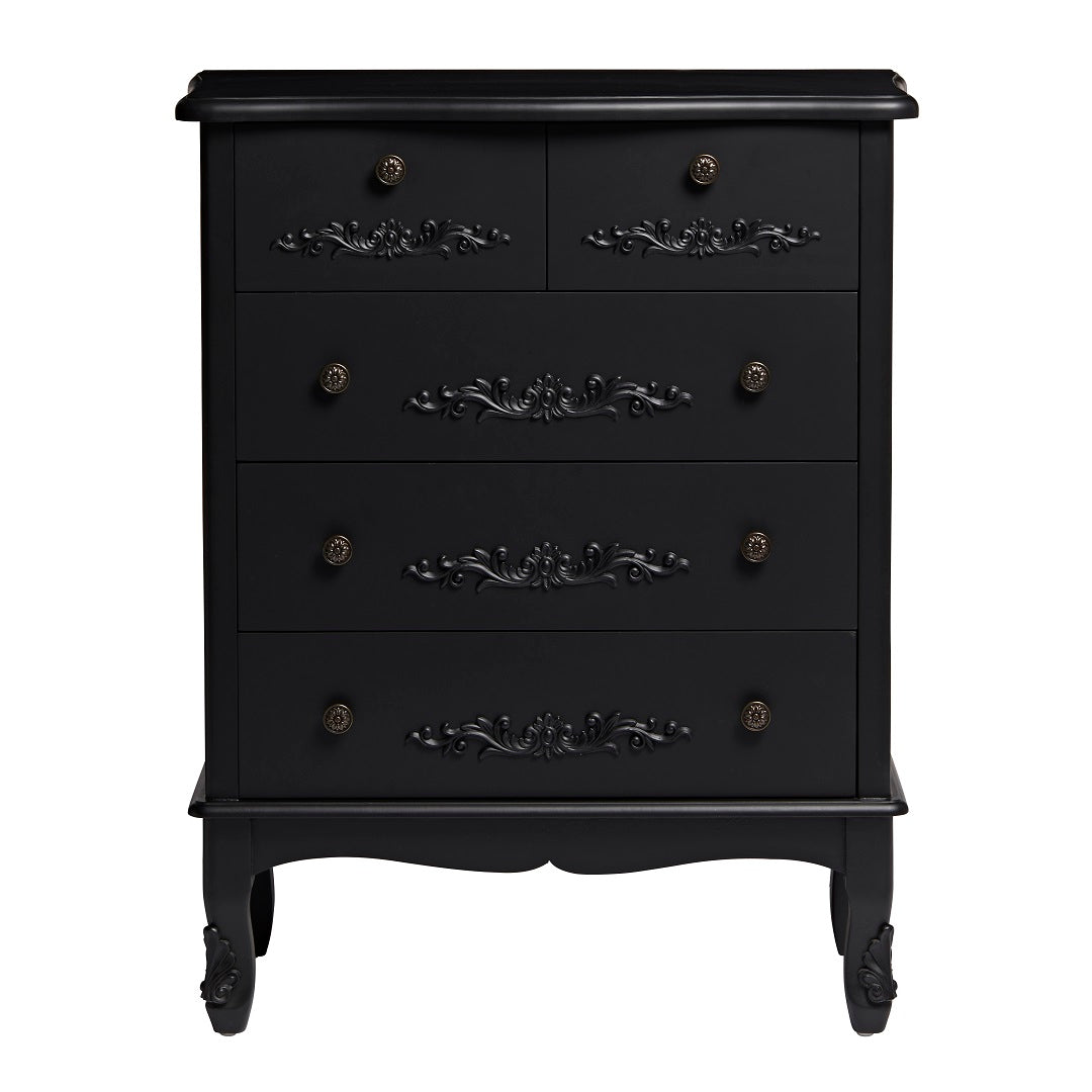 Black tallboy chest of drawers outlet