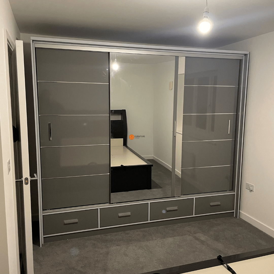 Delsie 255cm Triple Sliding Wardrobe - Furniturezone