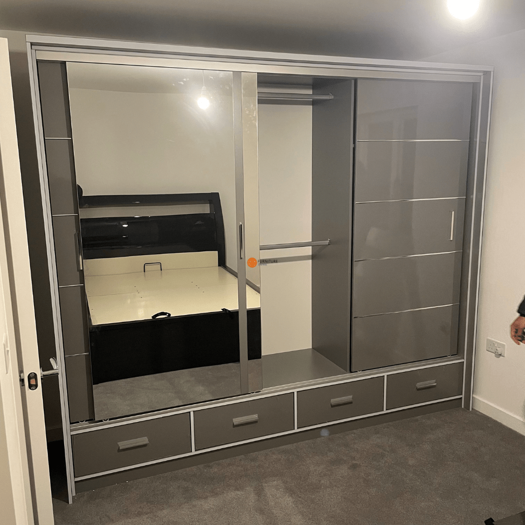 Delsie 255cm Triple Sliding Wardrobe - Furniturezone