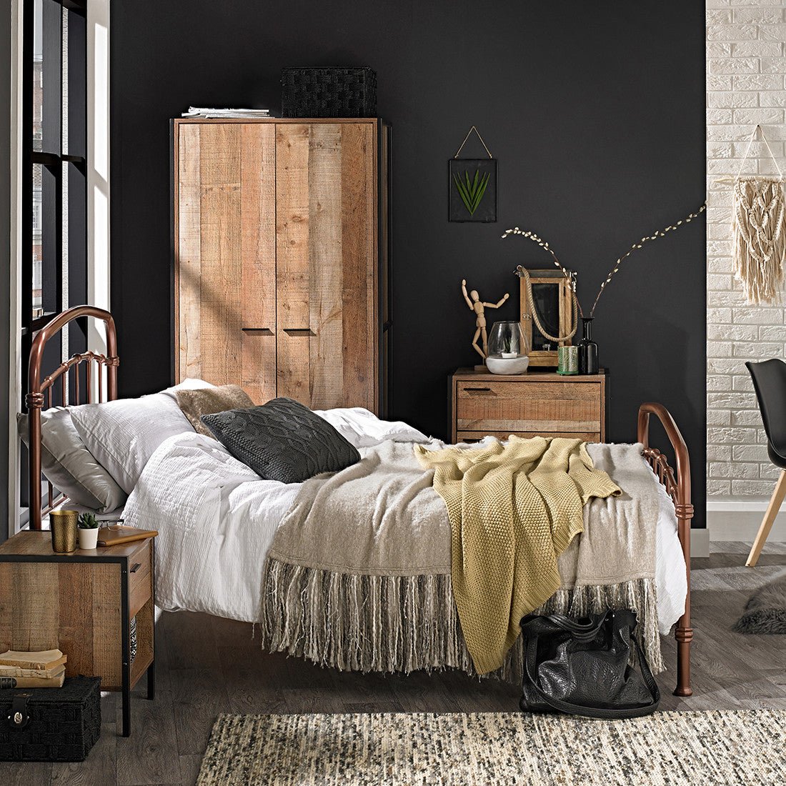 Derwent Metal Bed Frame - Copper & Black - Furniturezone