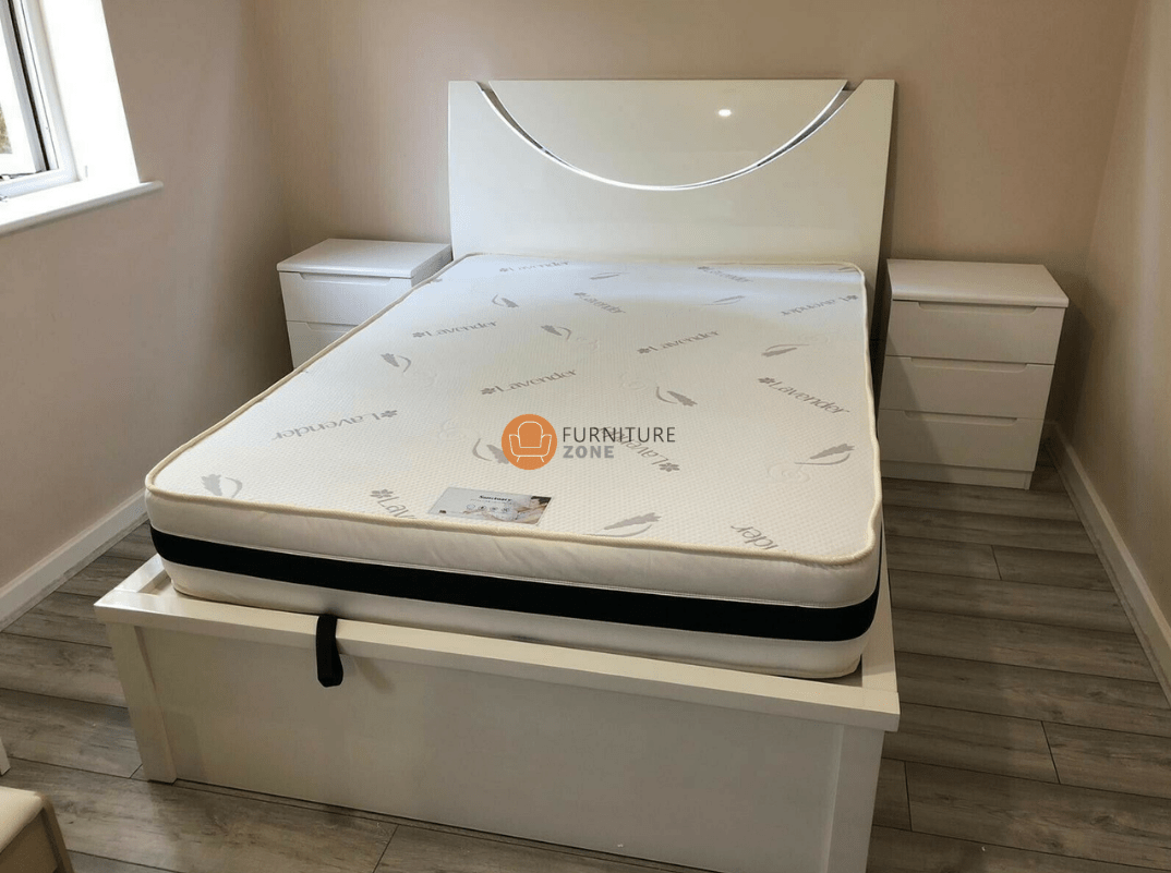 Lanell LED High Gloss Ottoman Storage Bed Frame - Furniturezone