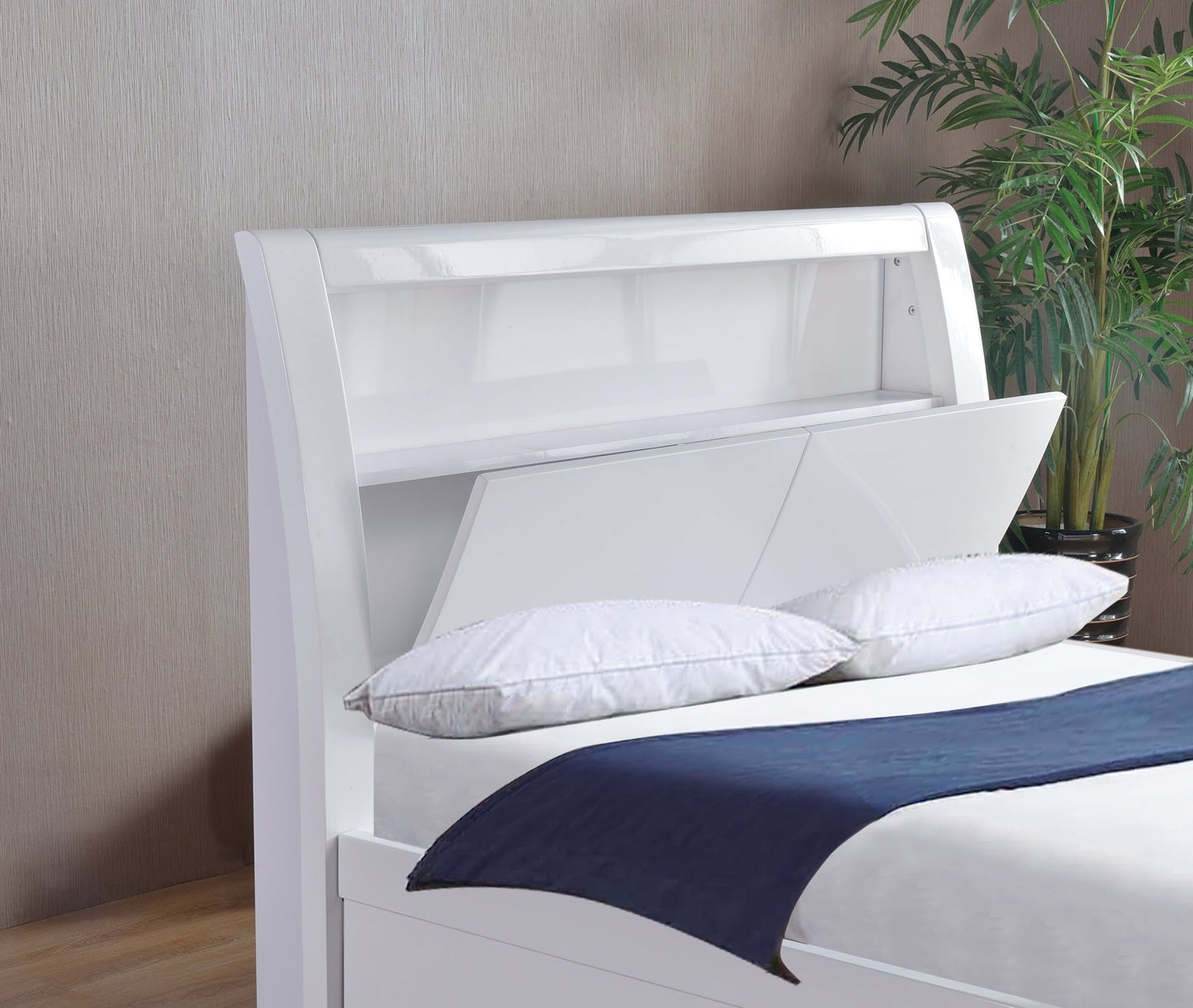 Myra High Gloss LED Ottoman Storage Bed Frame - Furniturezone