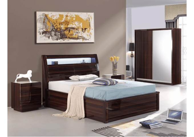 Myra High Gloss LED Ottoman Storage Bed Frame - Furniturezone