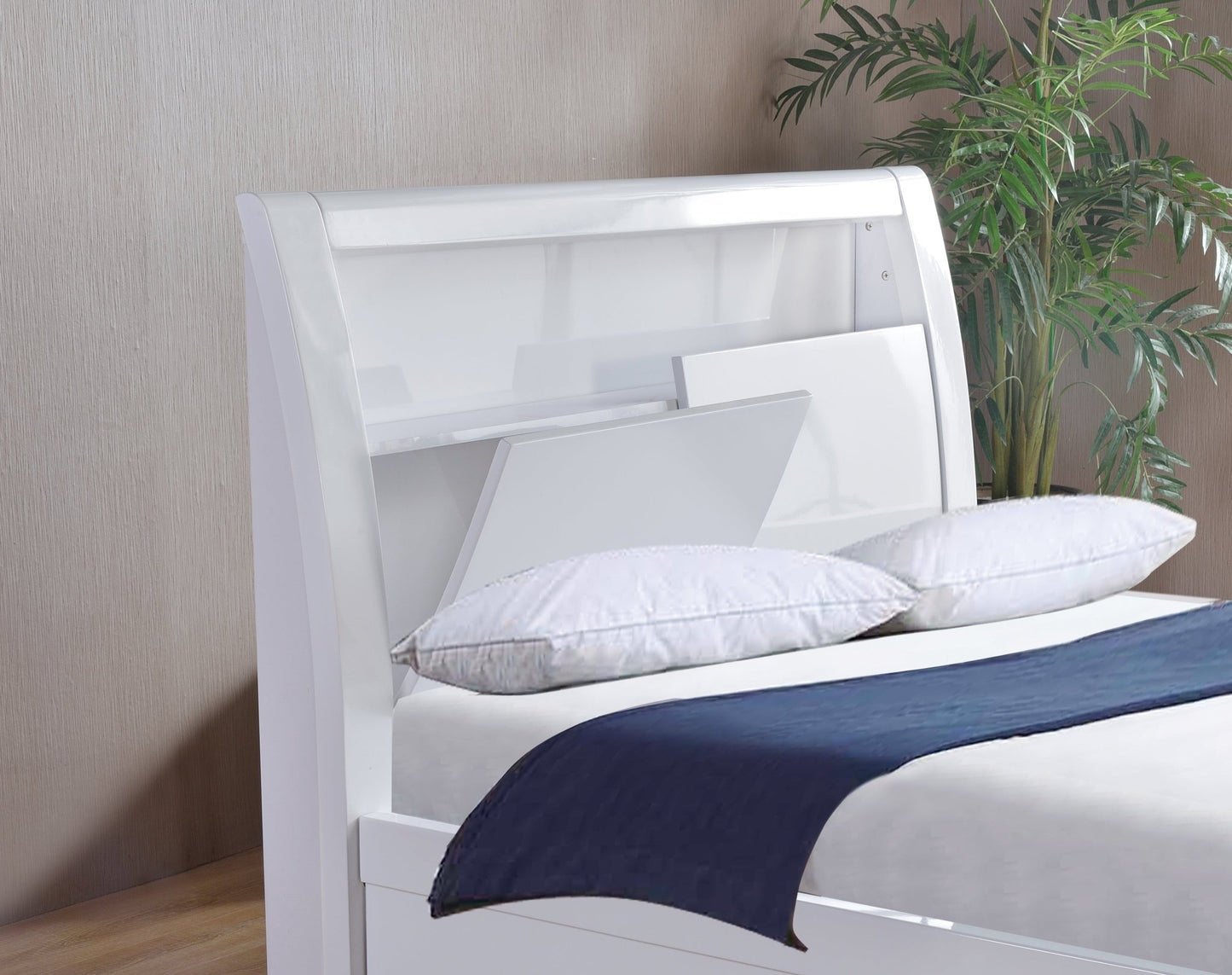 Myra High Gloss LED Ottoman Storage Bed Frame - Furniturezone