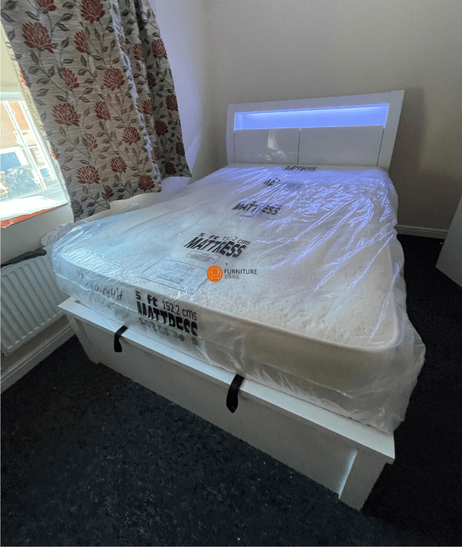 Myra High Gloss LED Ottoman Storage Bed Frame - Furniturezone