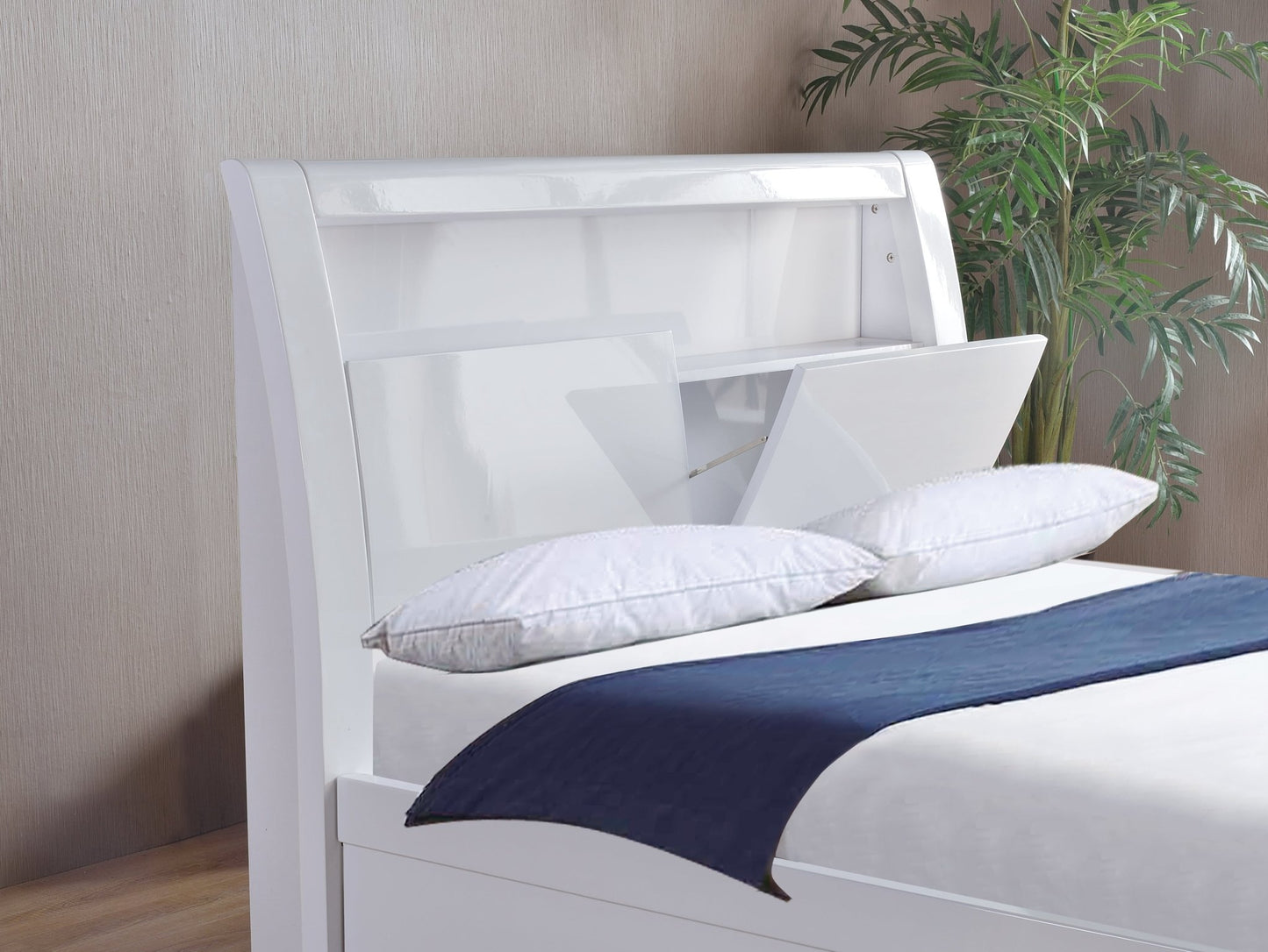 Myra High Gloss LED Ottoman Storage Bed Frame - Furniturezone