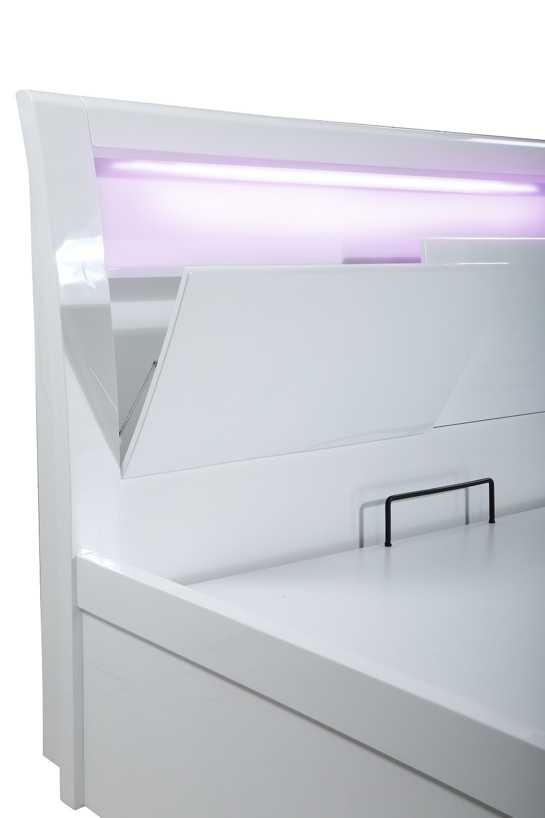Myra High Gloss LED Ottoman Storage Bed Frame - Furniturezone