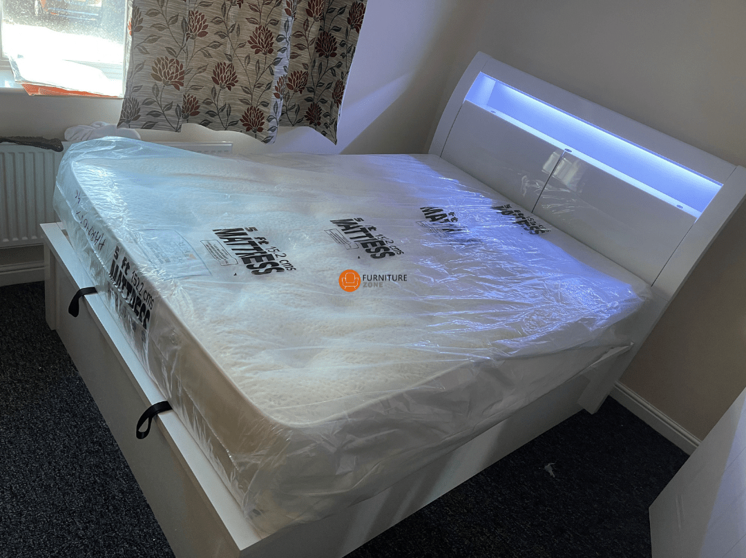 Myra High Gloss LED Ottoman Storage Bed Frame - Furniturezone