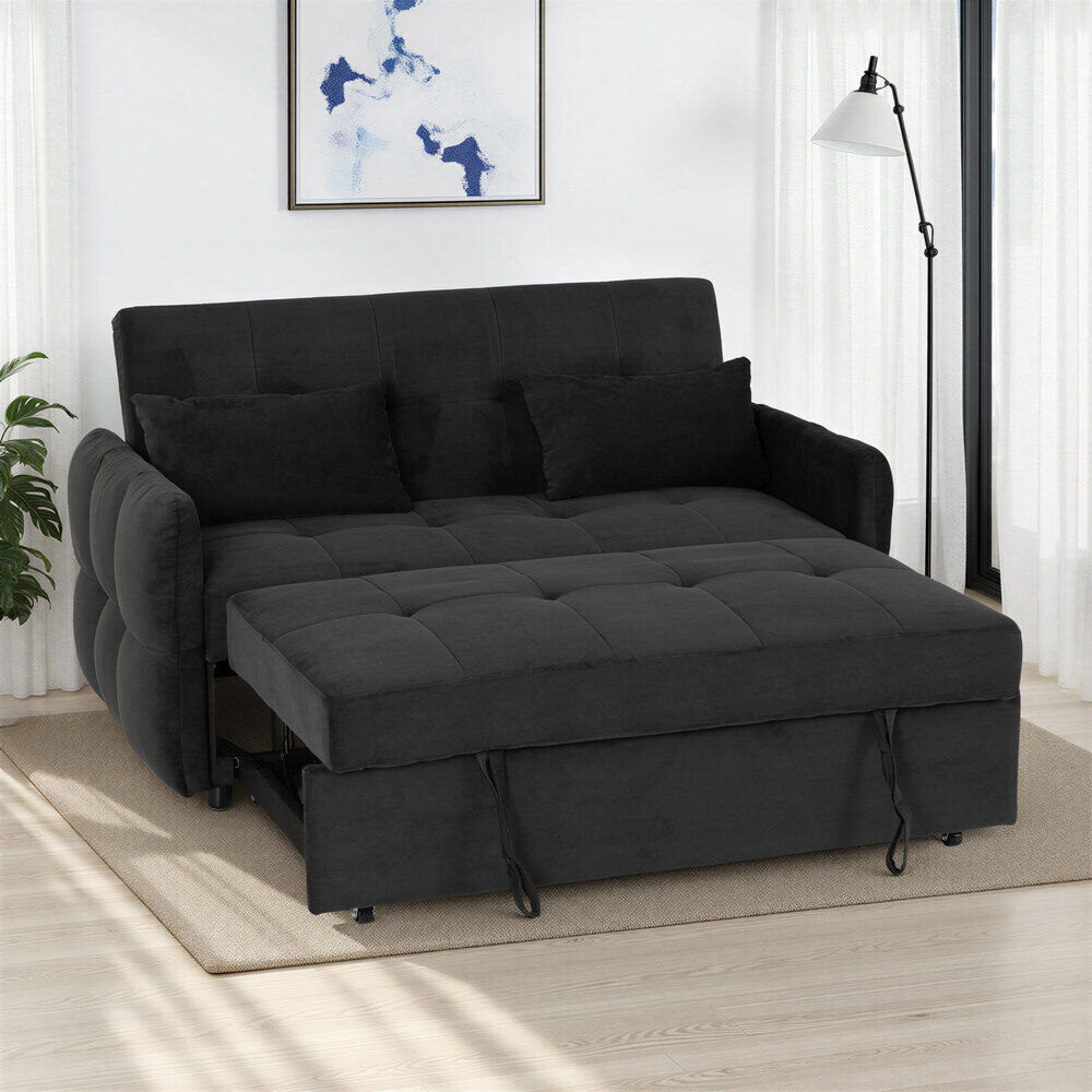 Hudson Black Two Seater Pull Out Sofa Bed
