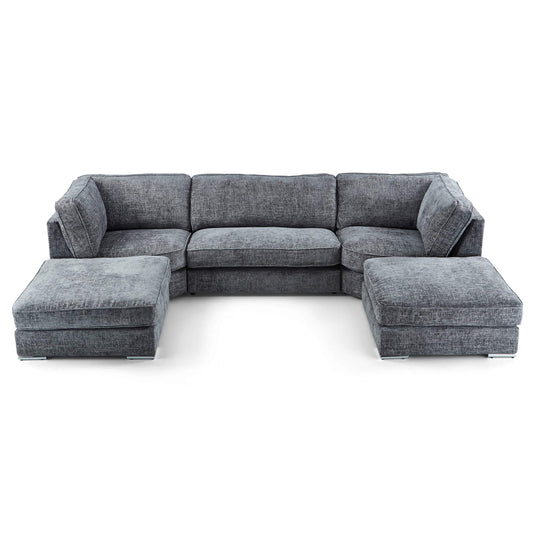 Kensington U-Shape Grey Fabric Sofa