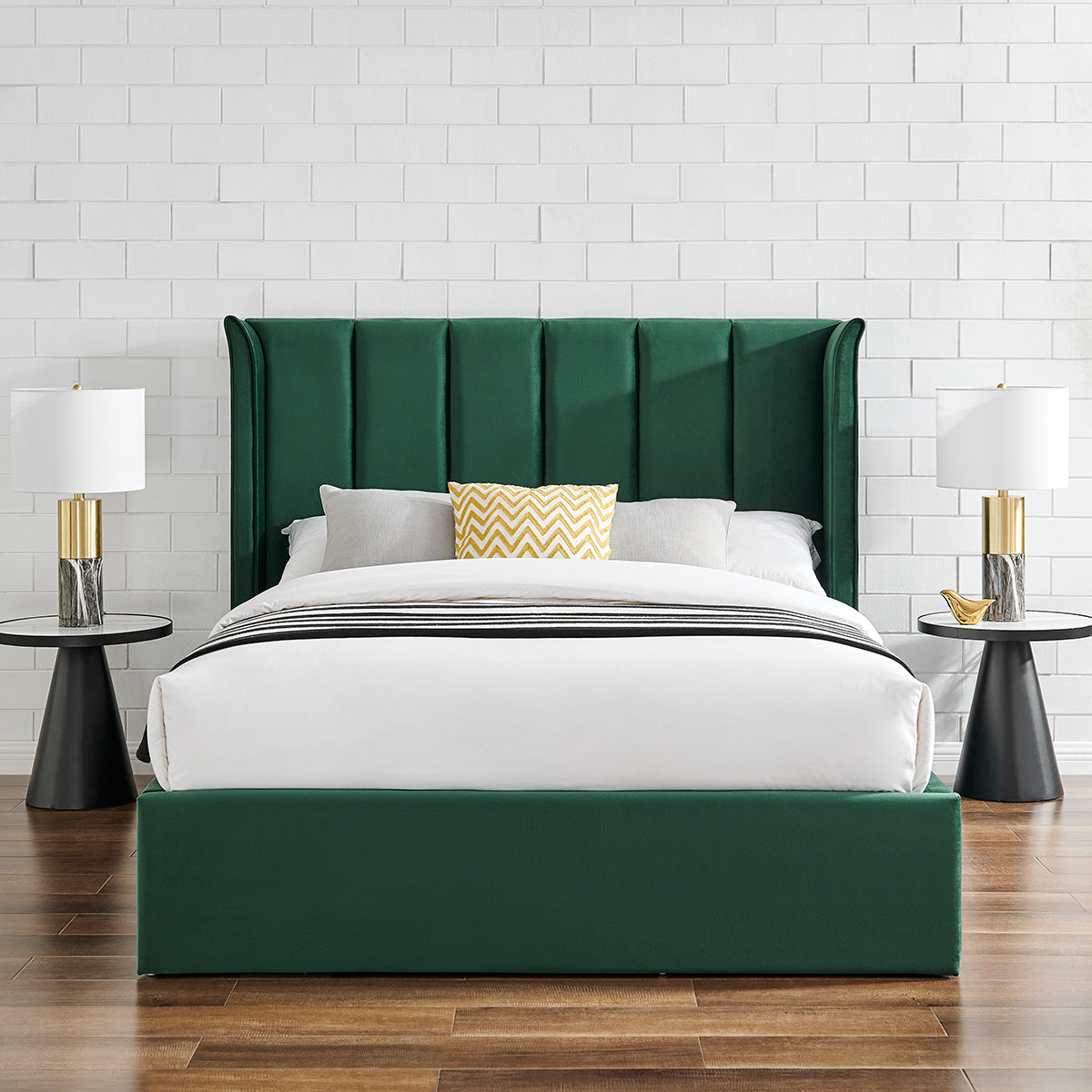 Vera Emerald Green Ottoman Storage Bed Frame