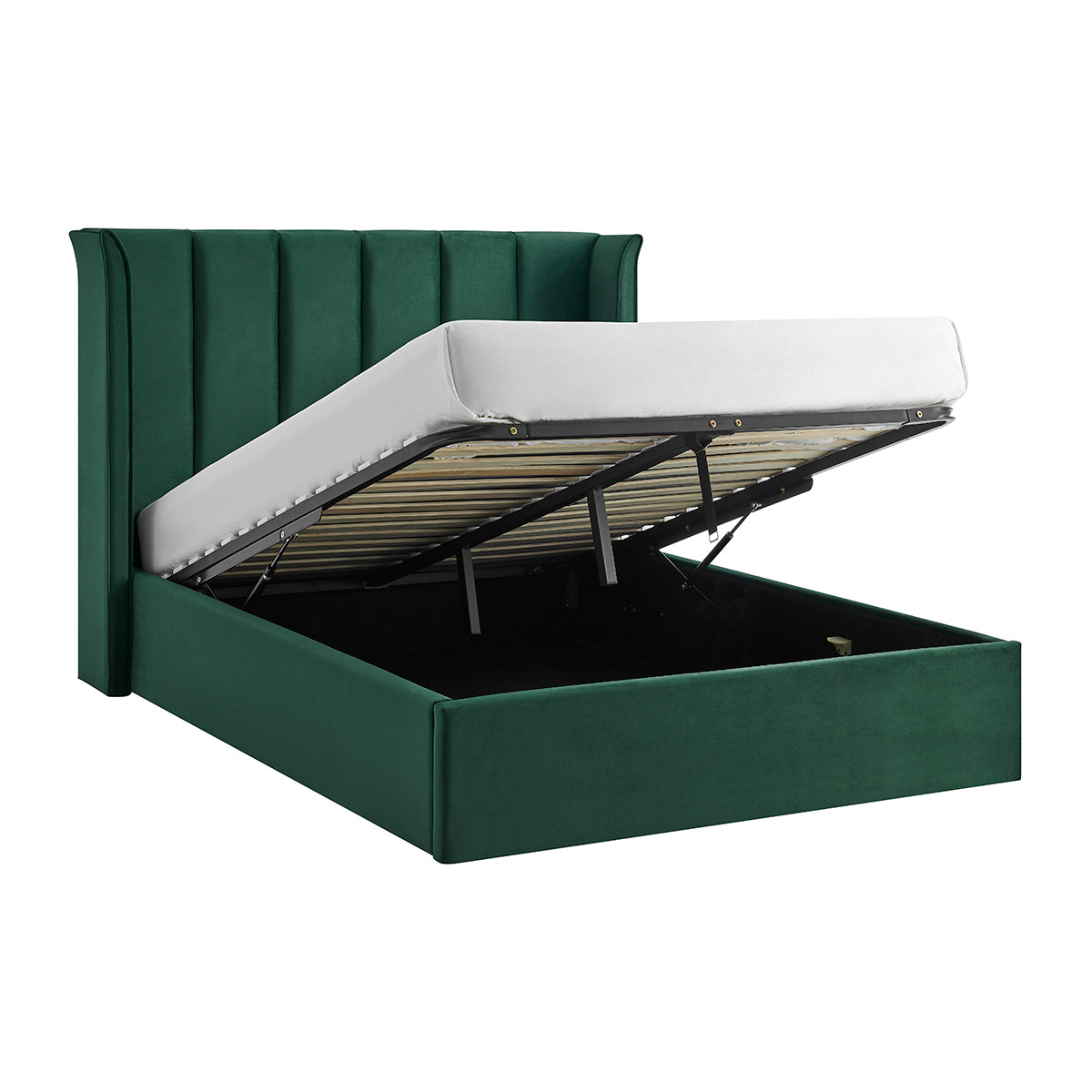 Vera Emerald Green Ottoman Storage Bed Frame