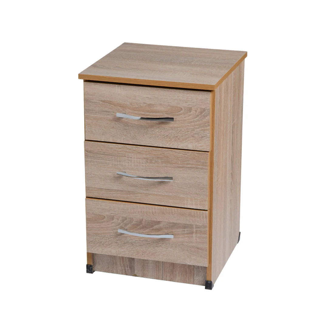 Mullen Three Drawer Bedside (Assembled)