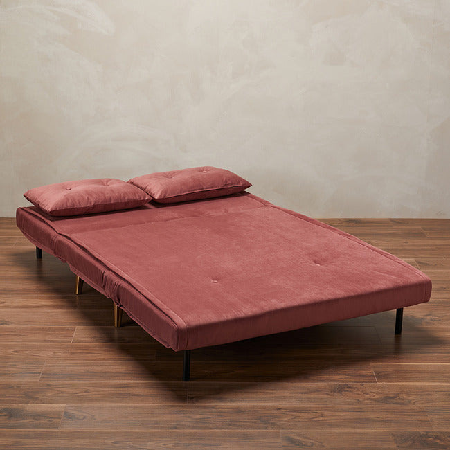 Pace Twin Click Clack Velvet Sofa Bed - Pink