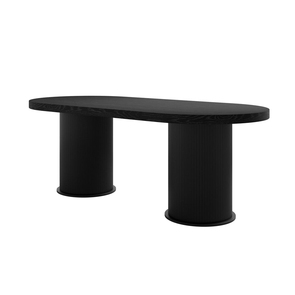 Rina Black Dining Table With Six Alba Forest Green Chairs