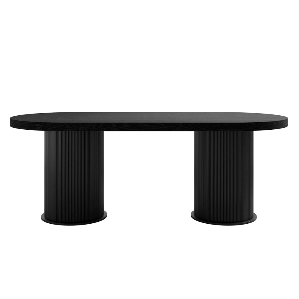 Rina Black Dining Table With Six Alba Forest Green Chairs