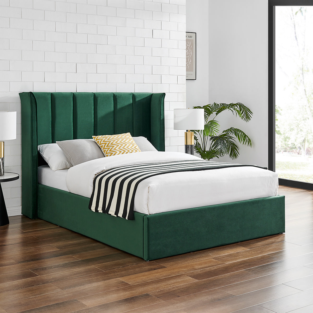 Vera Emerald Green Ottoman Storage Bed Frame