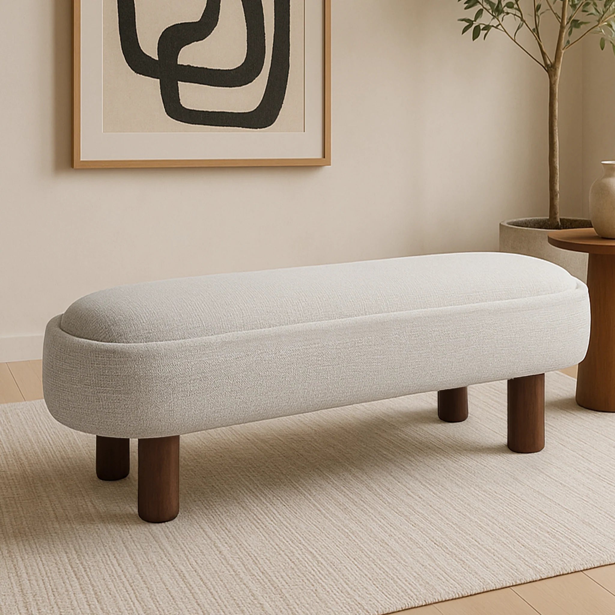 Darcy White Ottoman