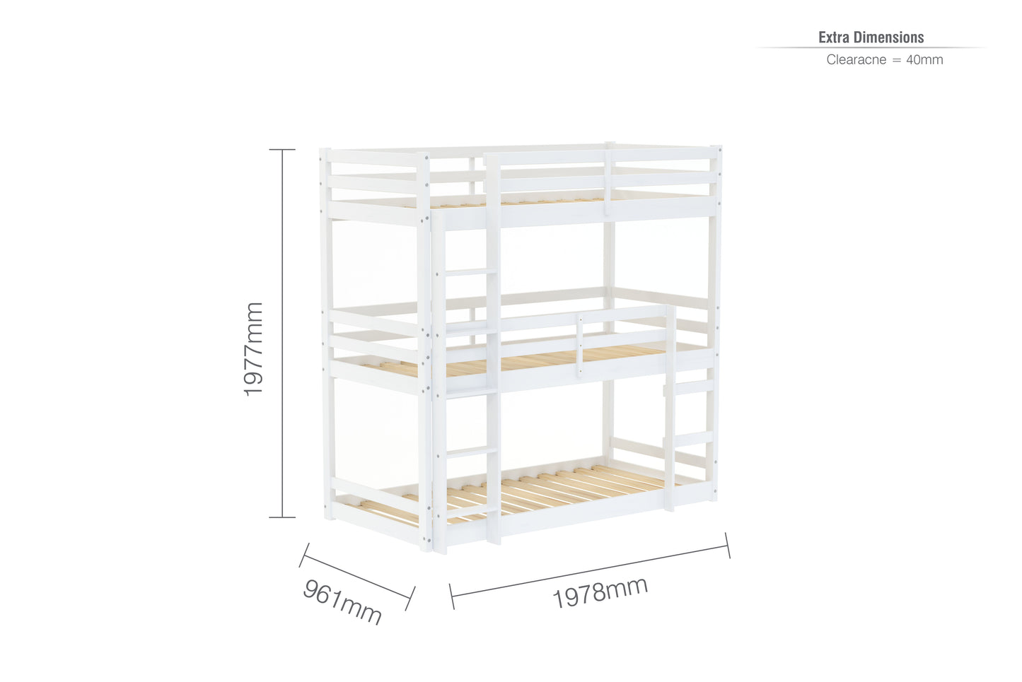 Trini Triple White Bunk Bed