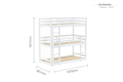 Trini Triple White Bunk Bed
