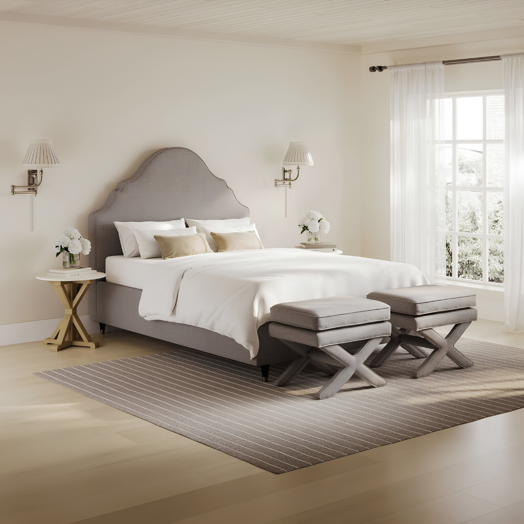Claire Light Grey Fabric Bed Frame