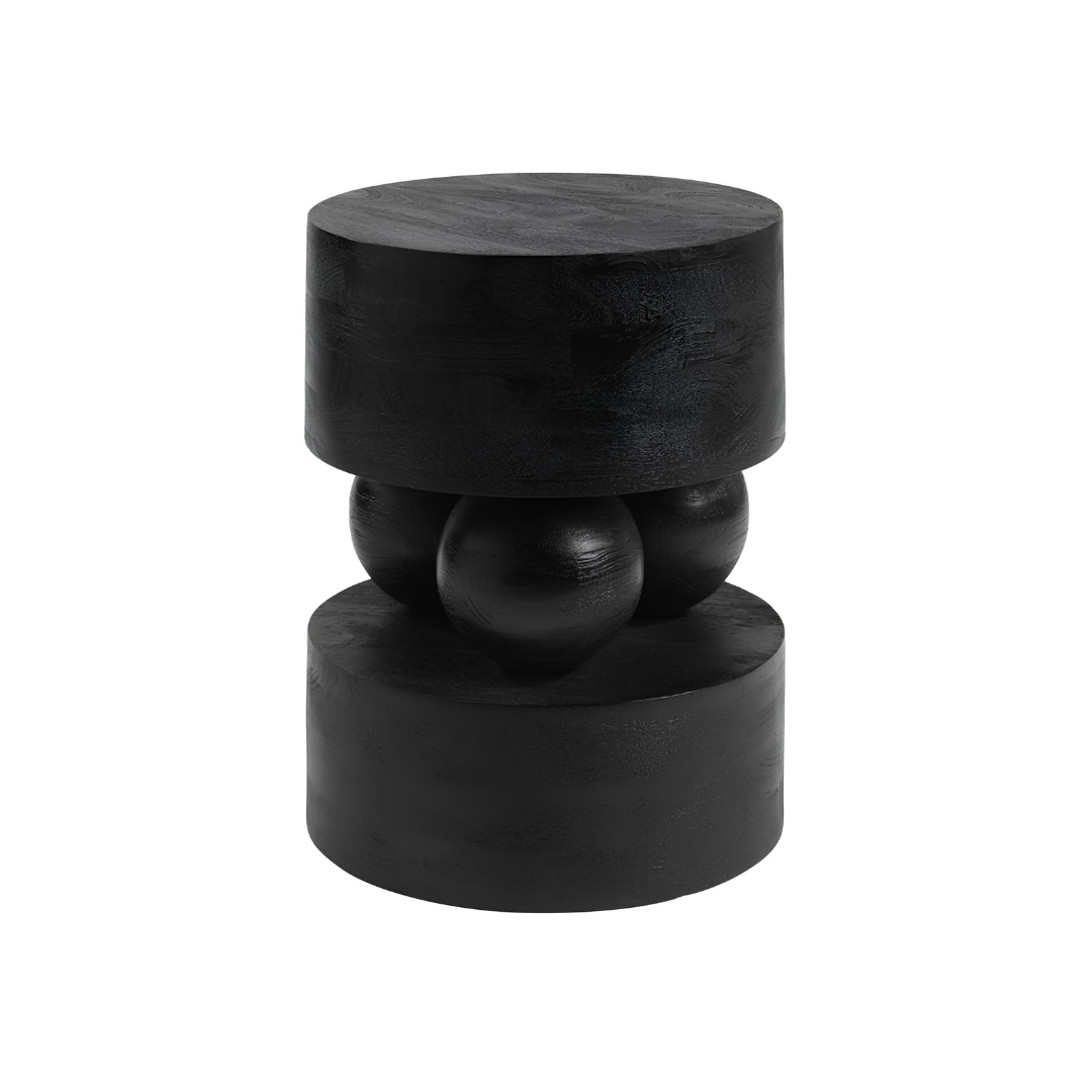 Maru Mango Wood Black Side Table