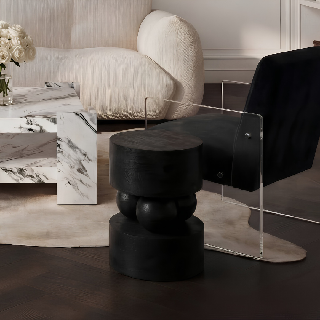 Maru Mango Wood Black Side Table