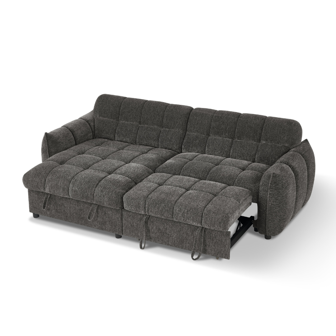 Florida Grey Fabric Universal Corner Sofa Bed