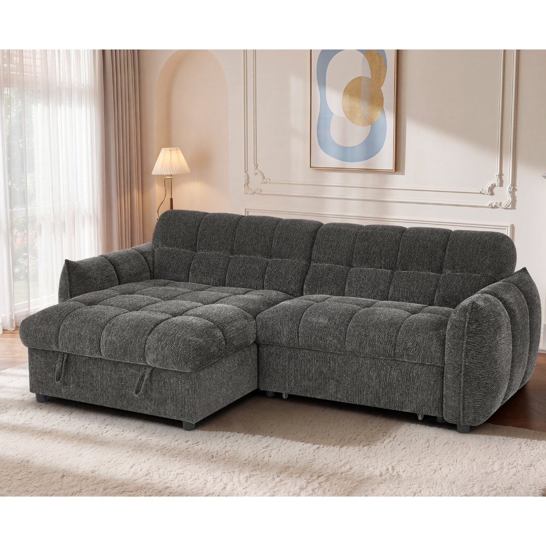 Florida Grey Fabric Universal Corner Sofa Bed