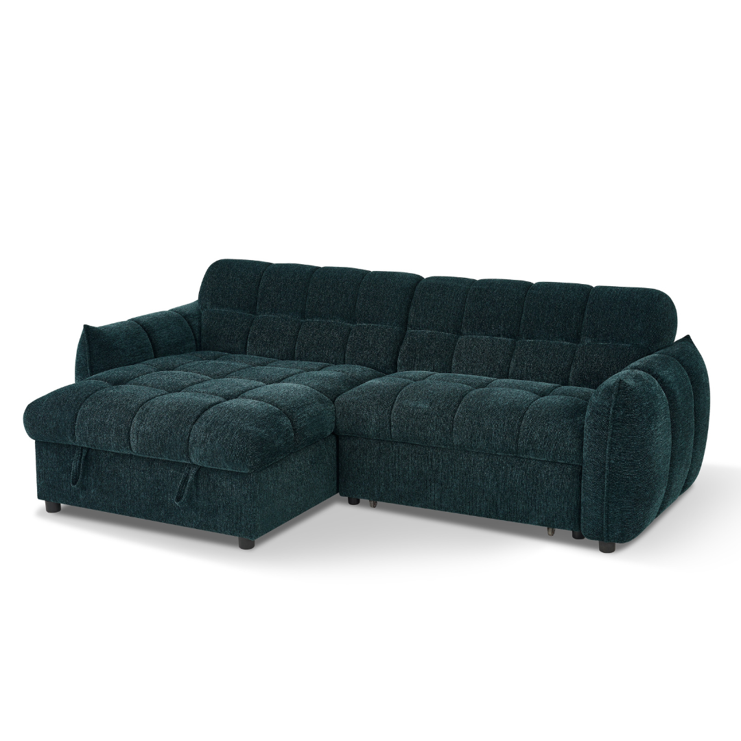 Florida Teal Fabric Universal Corner Sofa Bed