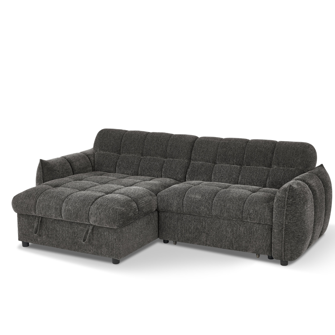 Florida Grey Fabric Universal Corner Sofa Bed
