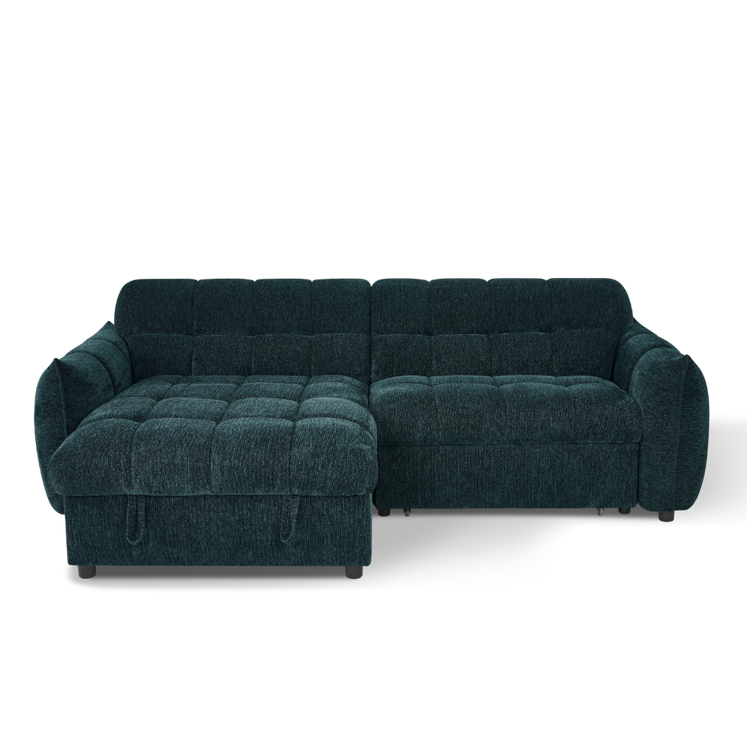 Florida Teal Fabric Universal Corner Sofa Bed
