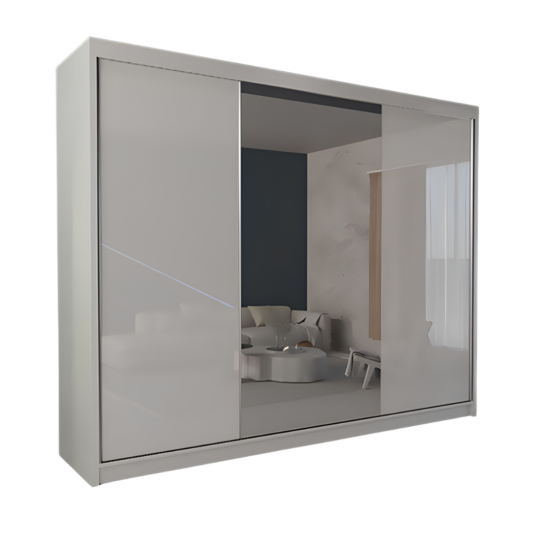 Vikas High Gloss Mirrored Sliding Wardrobe