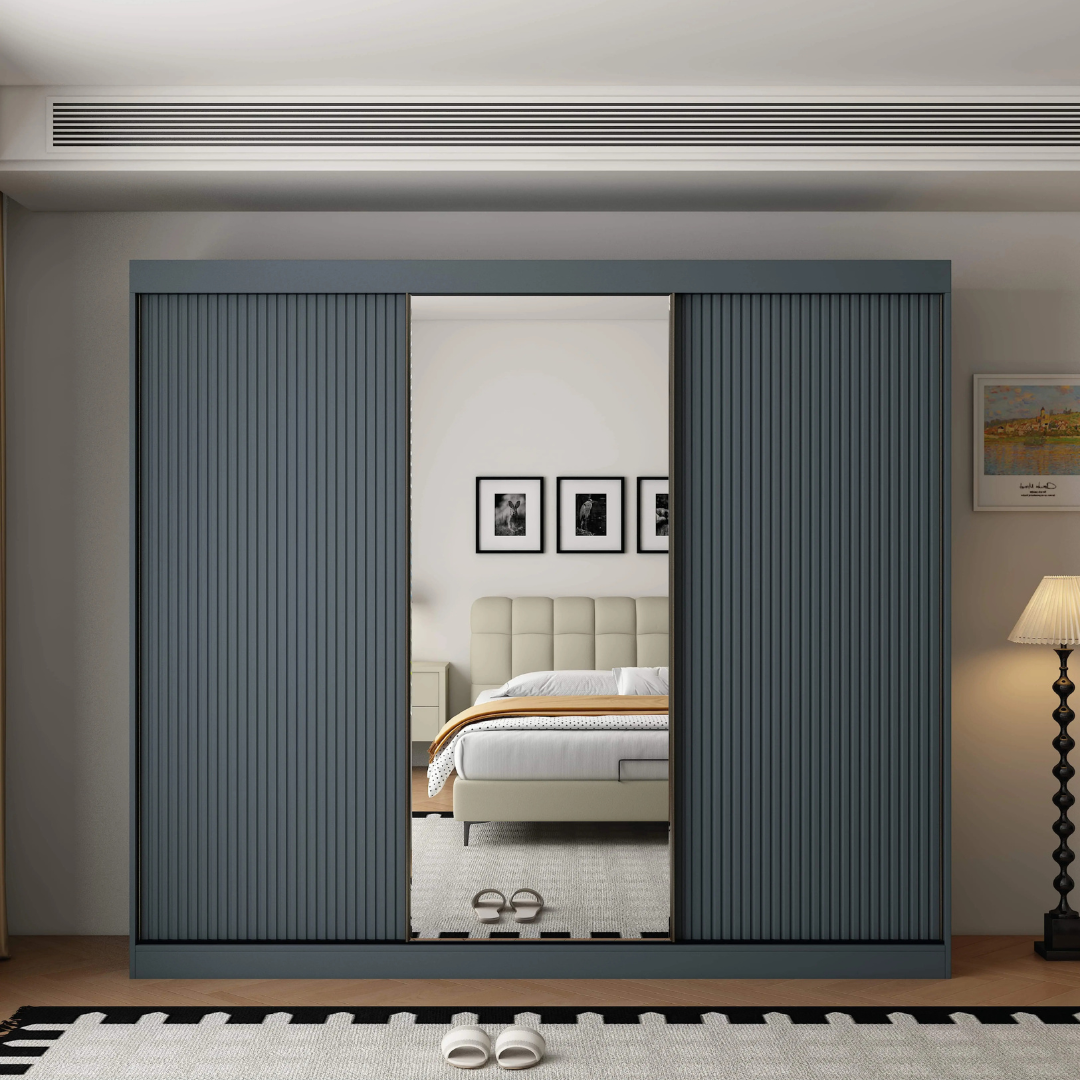 Bremen Dark Grey Three Door Sliding Mirrored Wardrobe