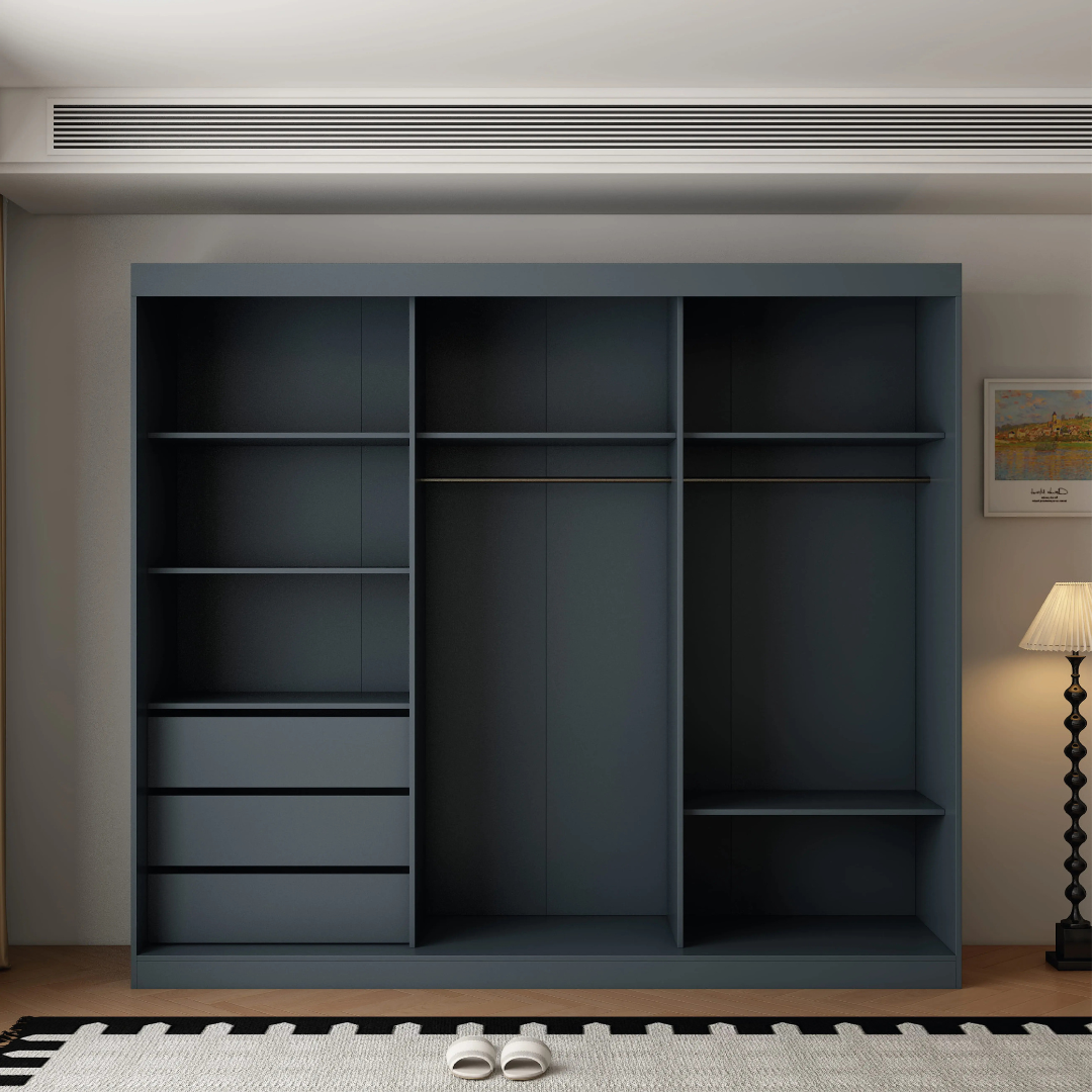 Bremen Dark Grey Three Door Sliding Mirrored Wardrobe