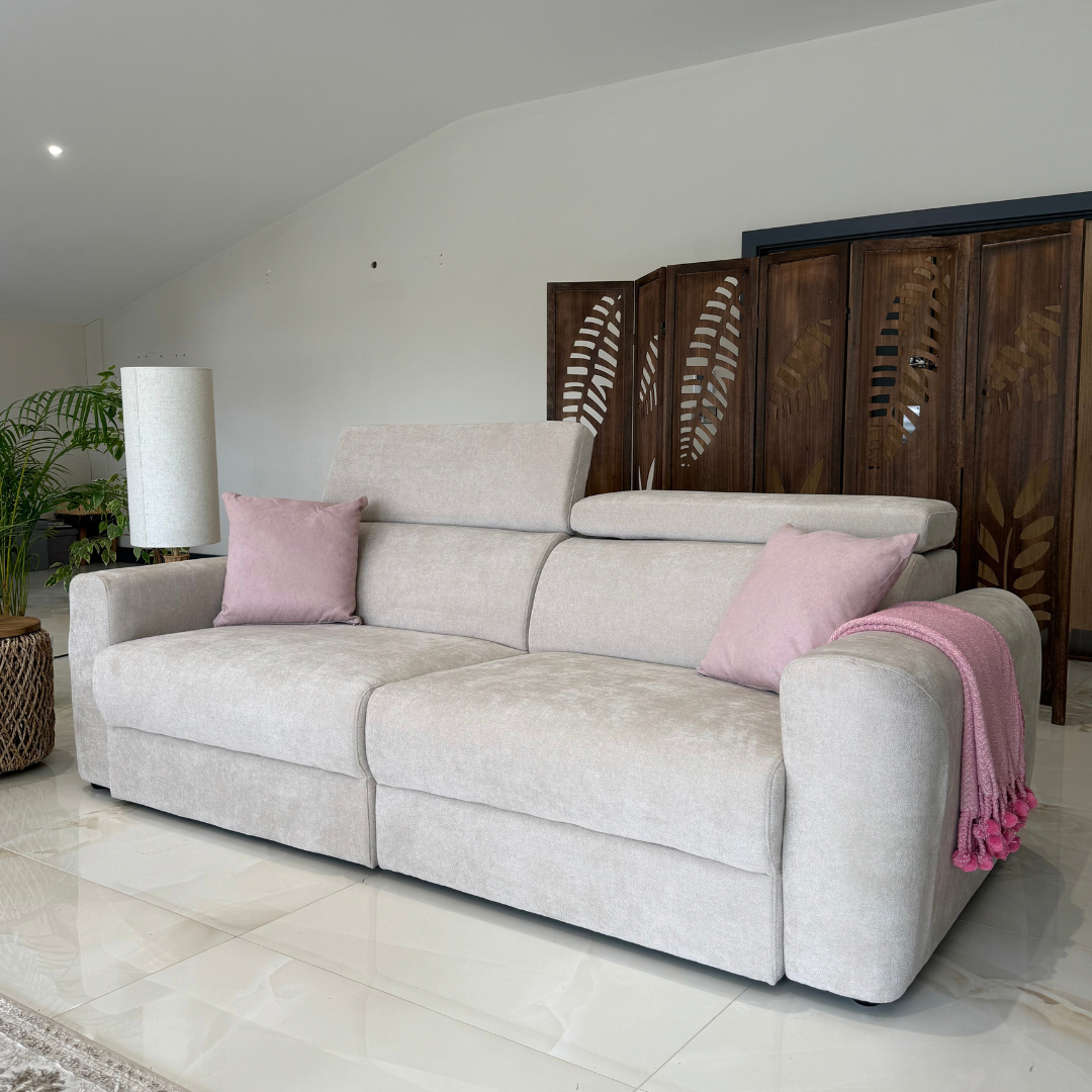 Clifton Beige Electric Recliner Fabric Sofa Bed