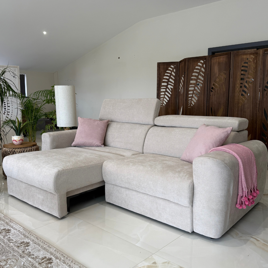 Clifton Beige Electric Recliner Fabric Sofa Bed