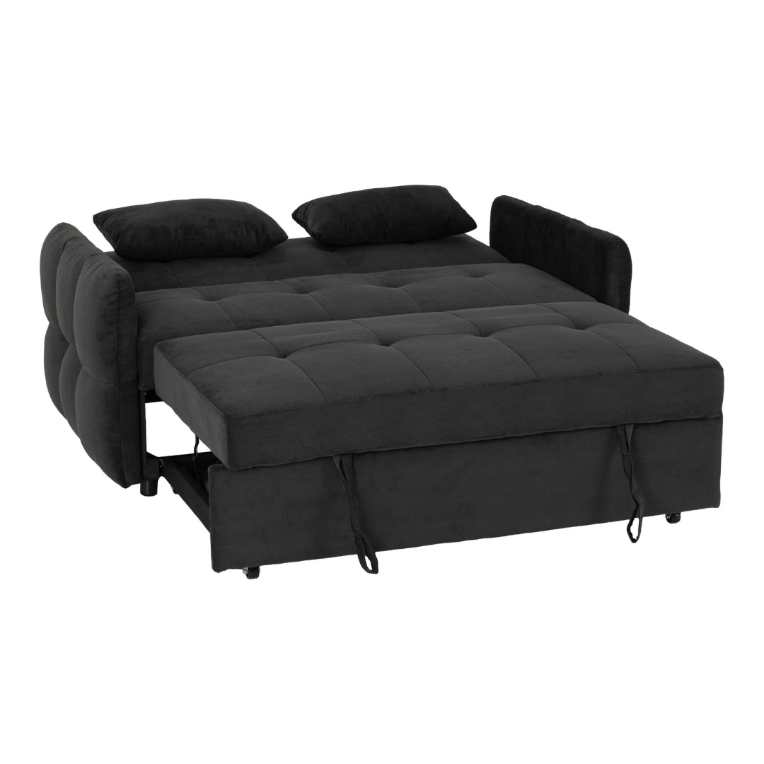 Hudson Black Two Seater Pull Out Sofa Bed