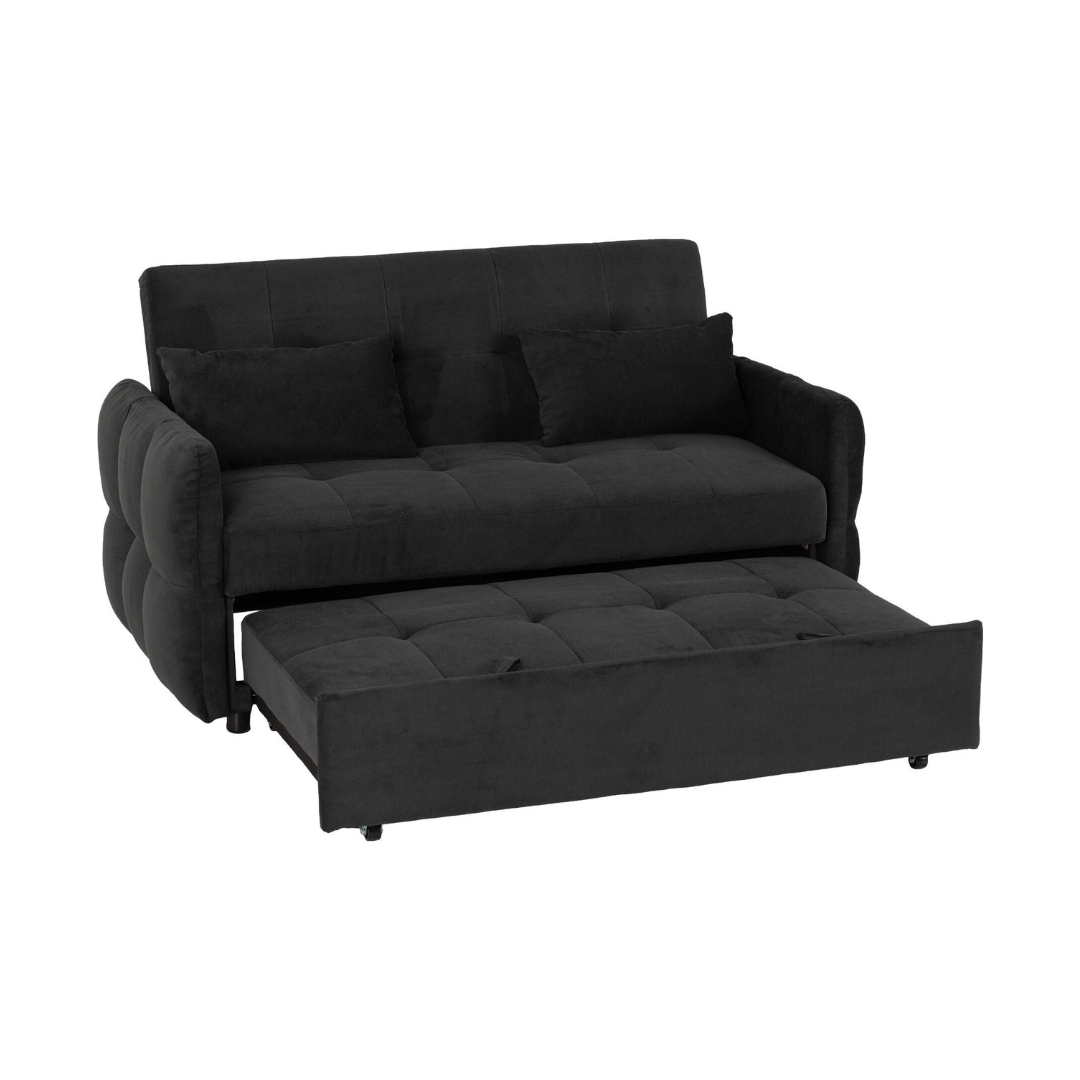 Hudson Black Two Seater Pull Out Sofa Bed