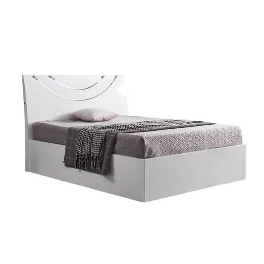 Evora LED White High Gloss Ottoman Storage Bed Frame