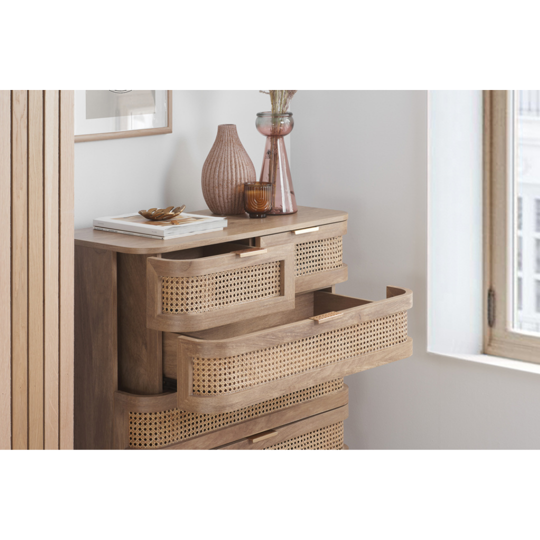 Milo 5 Drawer Rattan Chest