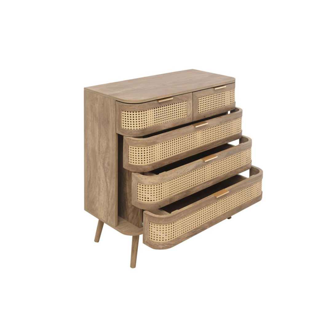 Milo 5 Drawer Rattan Chest